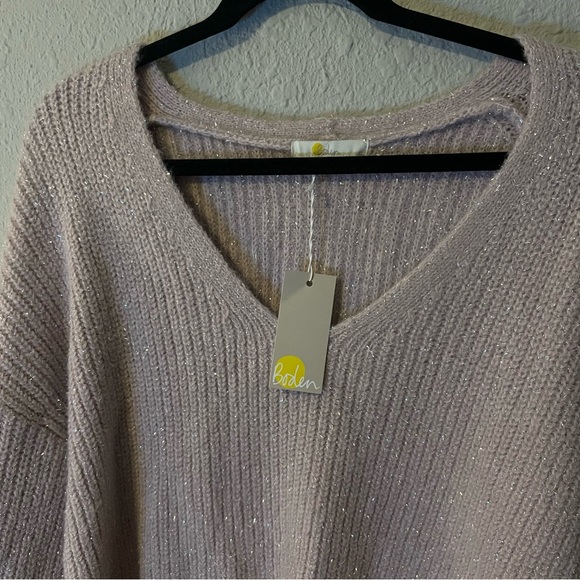 NWT Boden Chunky Fluffy Wool Blend Sweater Metallic Sparkly Cameo Pink, Size 8 - Picture 3 of 5